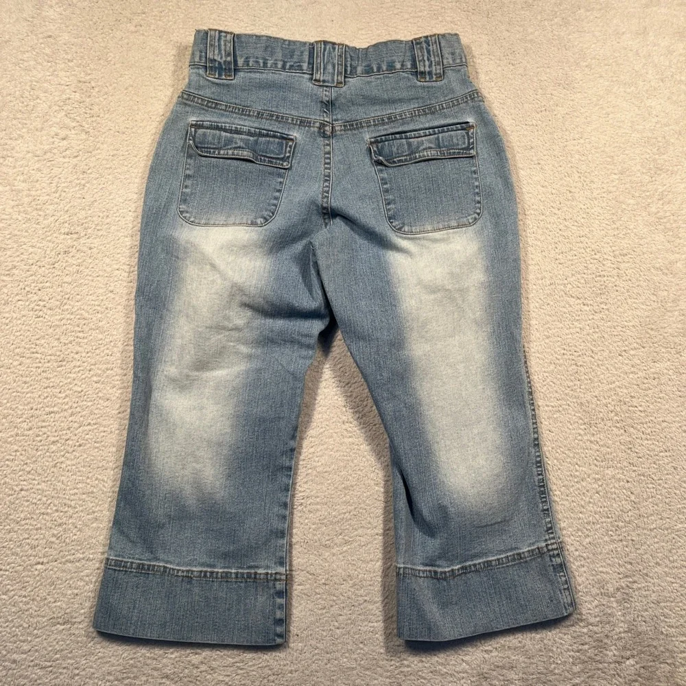 Vintage Y2K Old Navy Blue Jeans Capri Stretch Denim Girl's Size 14 2002 Wide Leg